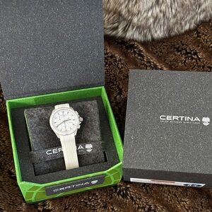 Certina Unisex Chronograph Watch 38mm w/ White Silicone Strap Swiss Made